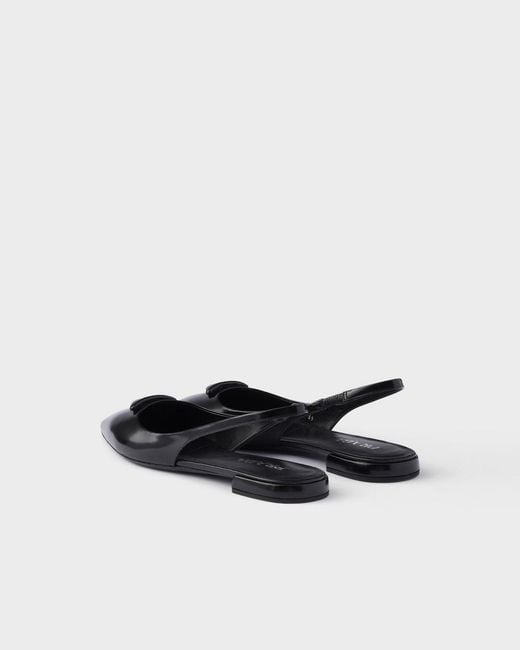 Prada Black Slingback Logo Flat Pumps