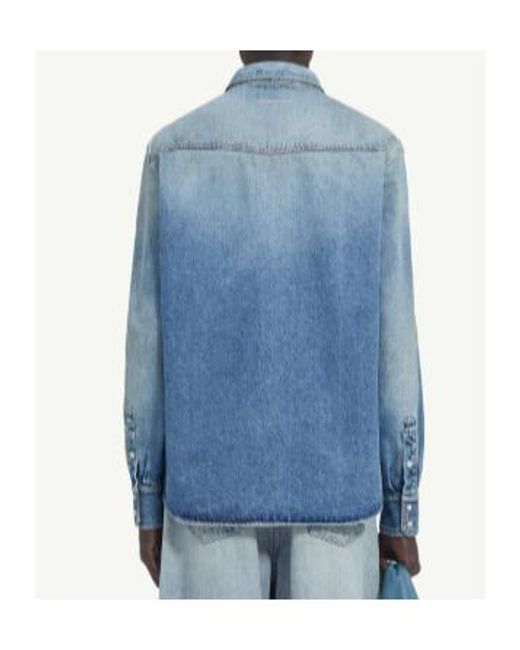 MM6 by Maison Margiela Blue Logo Printed Denim Shirt for men