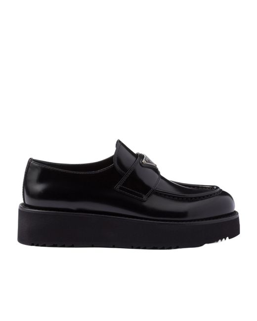 Prada Black Triangle-Logo Slip-On Loafers
