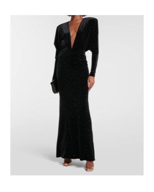 Alexandre Vauthier Black Crystal-Embellished Gown