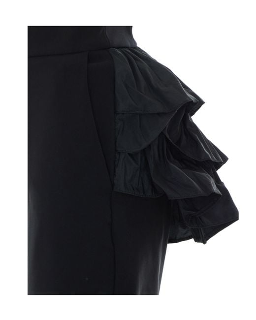Elisabetta Franchi Black Ruffle-Detail Casual Trousers