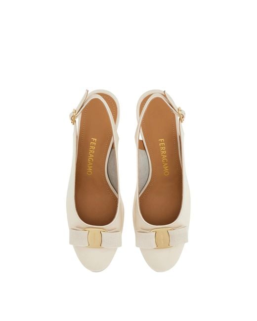 Ferragamo White Vara Bow Slingback Pump