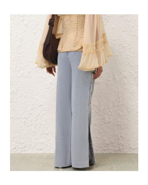Zimmermann Gray Runway Rebellion Denim Snap Pant