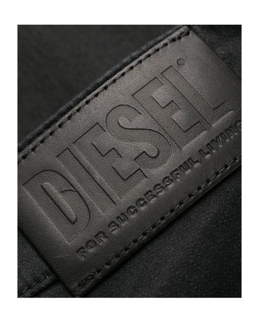DIESEL Black Contrast-Trim Straight-Leg Jeans for men