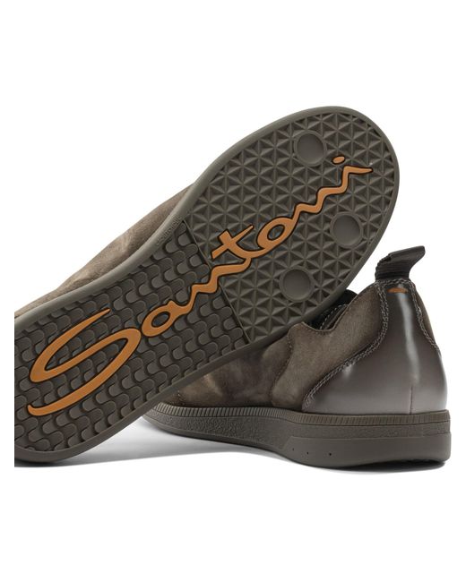 Santoni Brown Sneaker With Elastic Laces for men