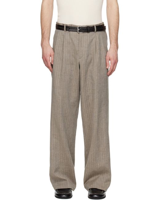 sunflower Gray Wide-Pleated Striped Casual Pants for men