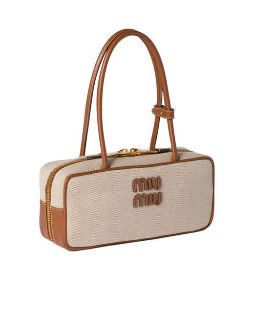 Miu Miu Natural Beau Zipped Tote Bag