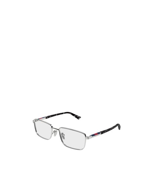 Gucci White Eyewear Rectangular Frame Glasses for men