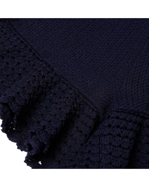 Self-Portrait Blue Crochet Ruffled Shorts