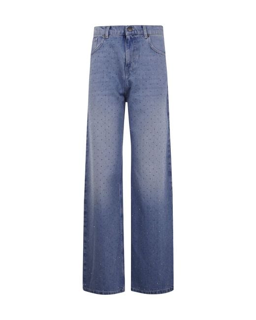 Twinset Blue Studded Wide-Leg Jeans