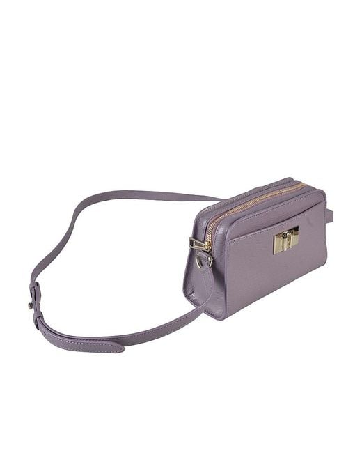 Furla Purple Aura Pebbled Leather Crossbody Bag