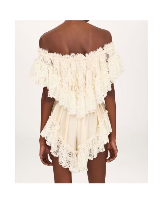 Chloé Natural Chloé Off-The-Shoulder Mini Jumpsuit