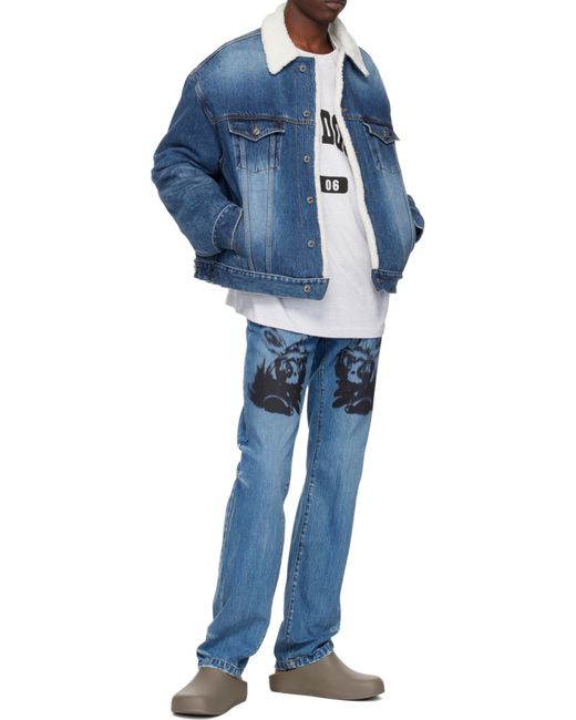 we11done Blue Logo Denim Jacket for men