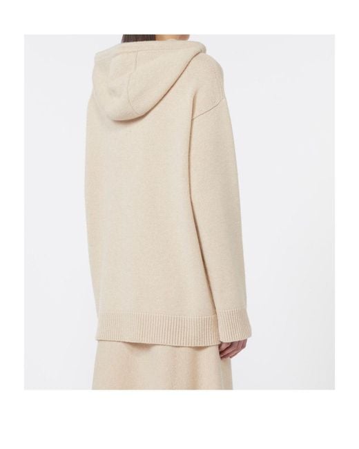 Max Mara Natural Liana Drawstring Knitted Hoodie