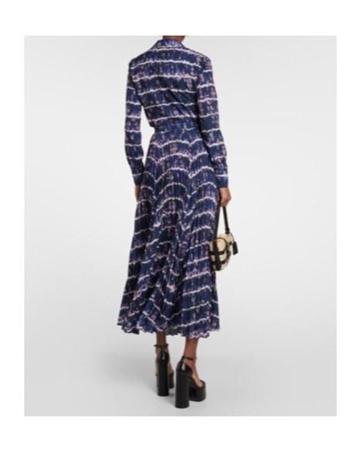 Altuzarra Blue Sif Printed Pleated Maxi Skirt