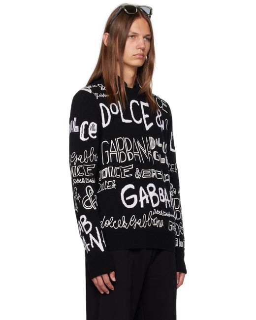 Dolce & Gabbana Black Logo-Detail Crew-Neck Jumper for men