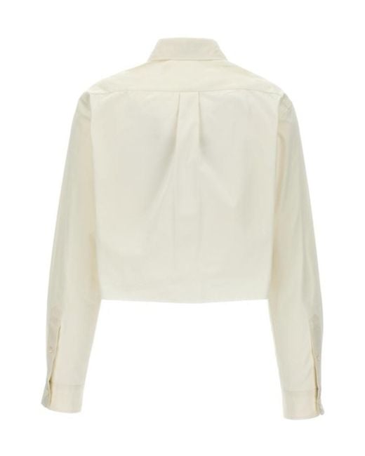 Miu Miu White Button-Up Cropped Shirt