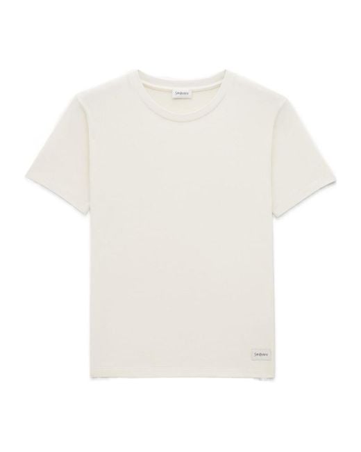Saint Laurent White Logo Patch Crewneck T-Shirt for men