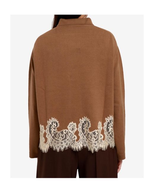 Semicouture Brown V-Neck Sweater