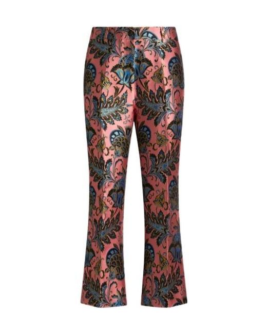 Etro Jacquard Flared Trousers With Floral Motif