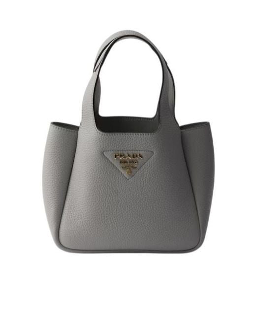 Prada Gray Liaison Mini Leather Handbag