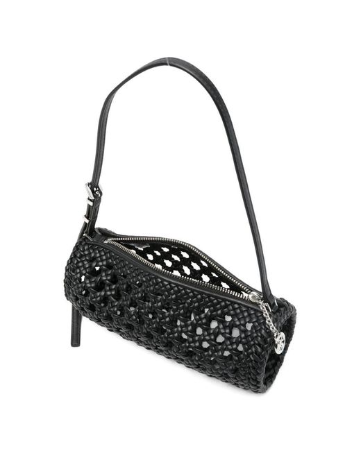 Michael Kors Black Michael Izzy Small Crocheted Barrel Pochette