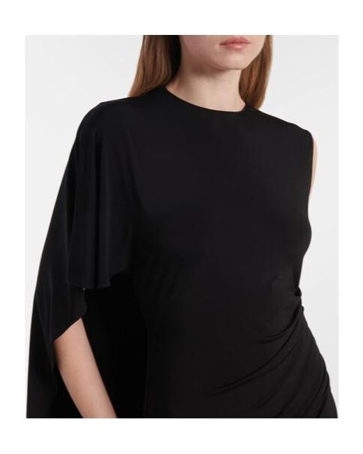 Stella McCartney Black Caped Ruched Gown