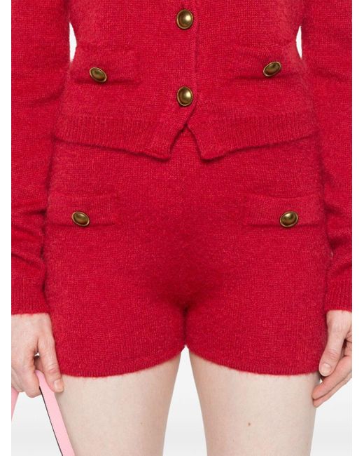 Twinset Red Button-Detail Shorts