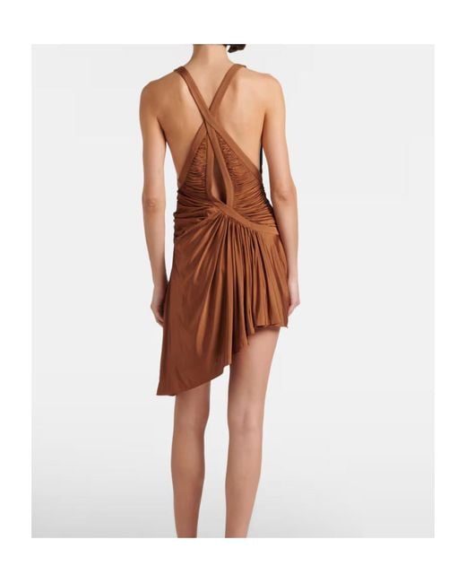 Christopher Esber Brown Draped Jersey Minidress