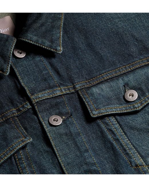 Dior Blue Contrast-Stitch Denim Jacket for men