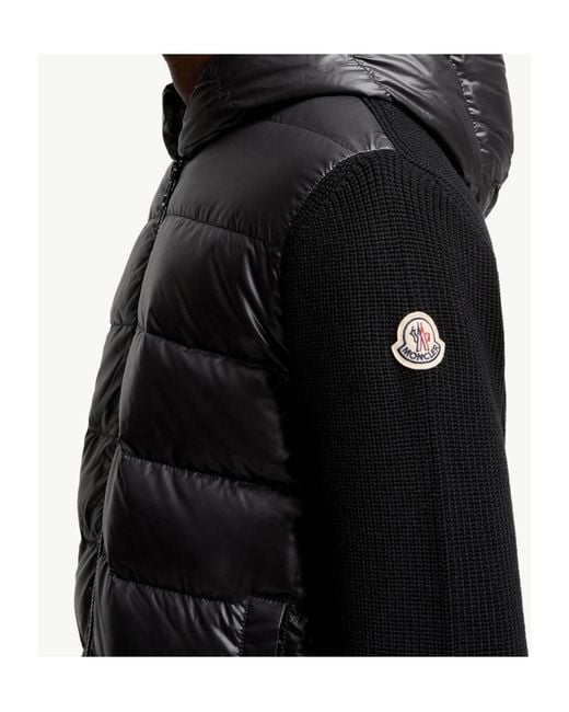 Moncler Black Shiny Padded Zip-Up Cardigan for men