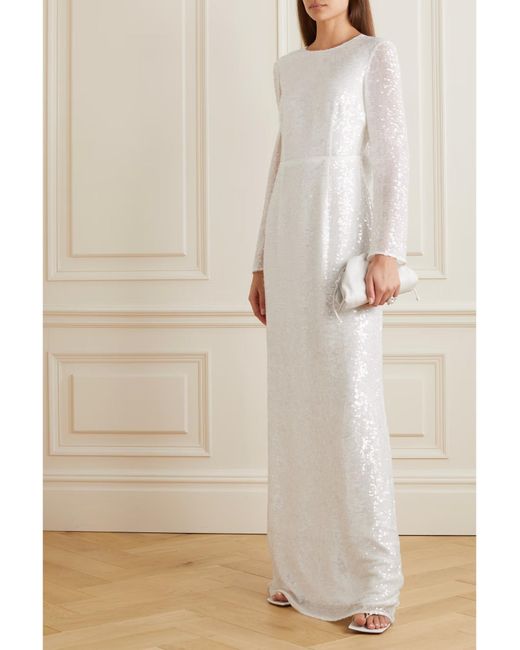 Erdem White Yoanna Sequined Dress