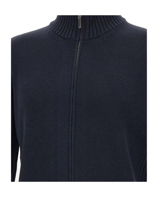 Kangra Cashmere Blue Kangra Ribbed Zip Stand-Collar Cardigan for men