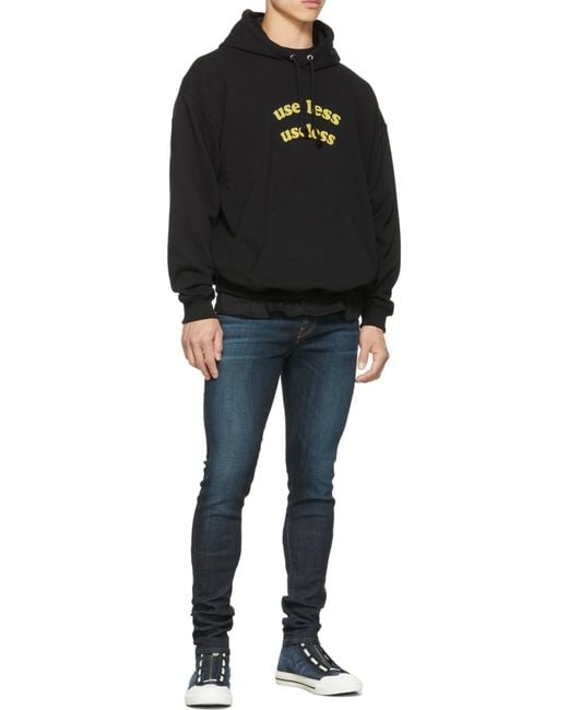 DIESEL Black Slogan Front Pocket Hoodie for men
