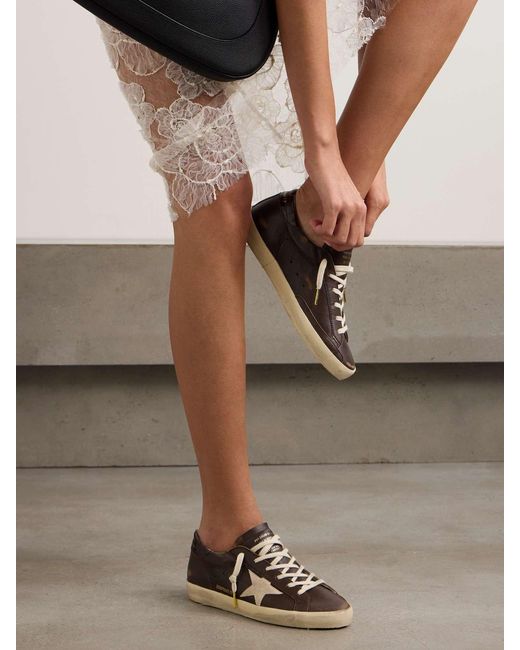 Golden Goose Deluxe Brand Brown Super-Star Trim Sneakers