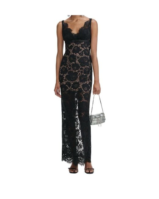 Self-Portrait Black Floral Lace Maxi Dress
