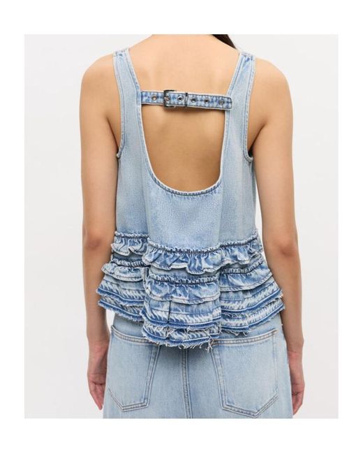 Ganni Blue Organic Cotton Denim Top