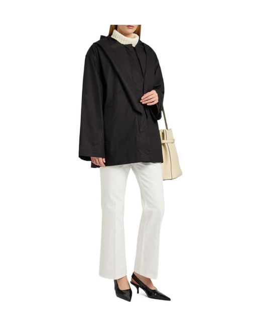 Totême Black Jacket With Hooded Scarf Effect