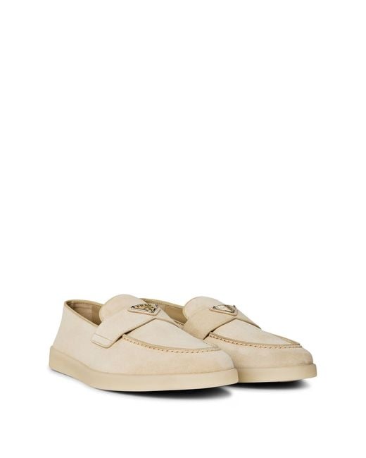 Prada Natural Suede Loafers for men