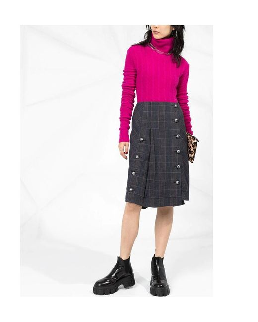 Chloé Gray Checked Pleated Skirt