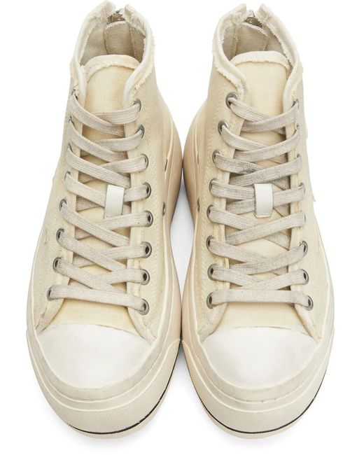 R13 Natural Platform High-Top Canvas Sneakers