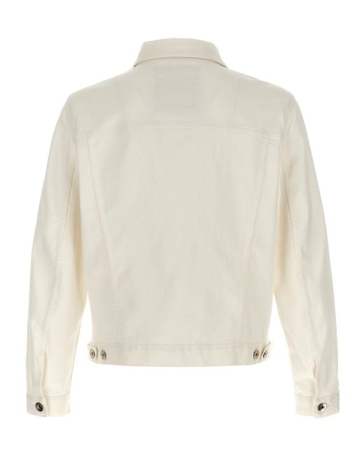Brunello Cucinelli White Buttoned Slim-Fit Denim Jacket for men