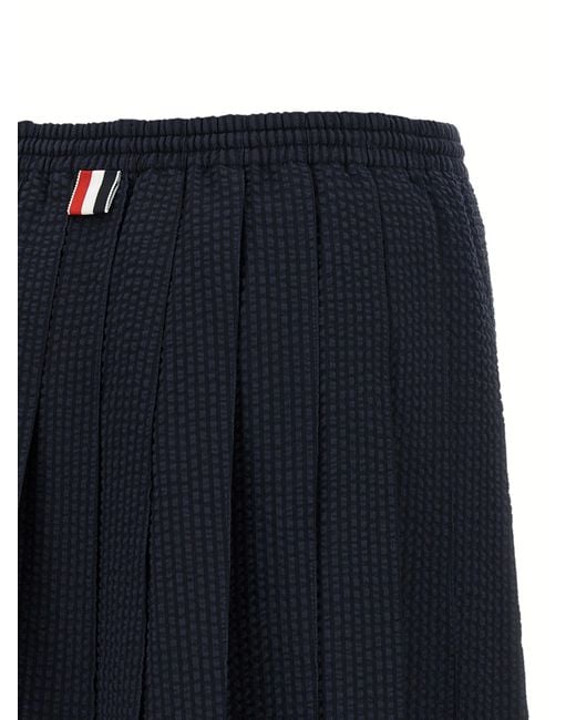 Thom Browne Blue Drawstring Pleated Mini Skirt