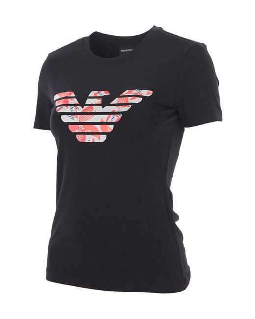 Emporio Armani Black Round Collar Logo T-Shirt