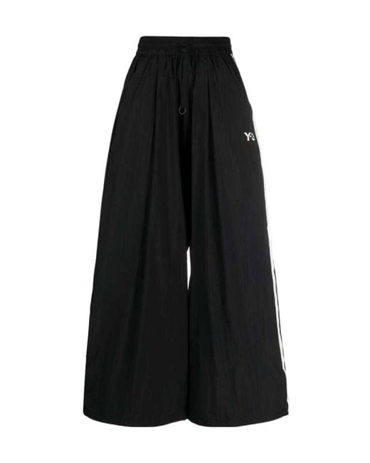 Y-3 Black Logo-Print Wide-Leg Trousers