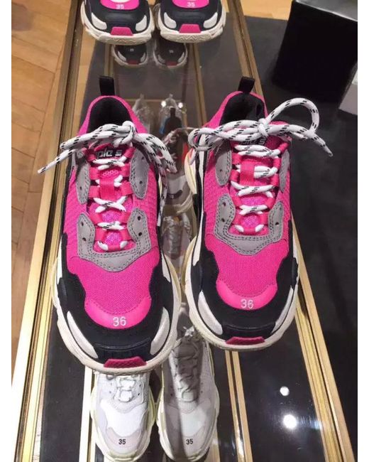 Balenciaga Pink Triple S Color-Matching Casual Sneakers
