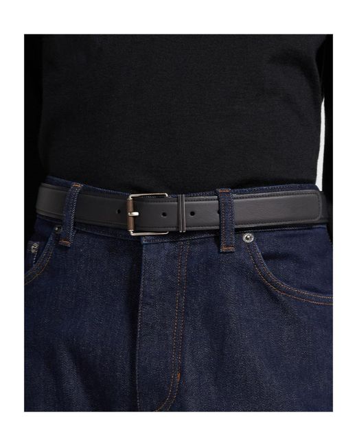 Zegna Black Leather Wood-Effect Buckle Belt for men