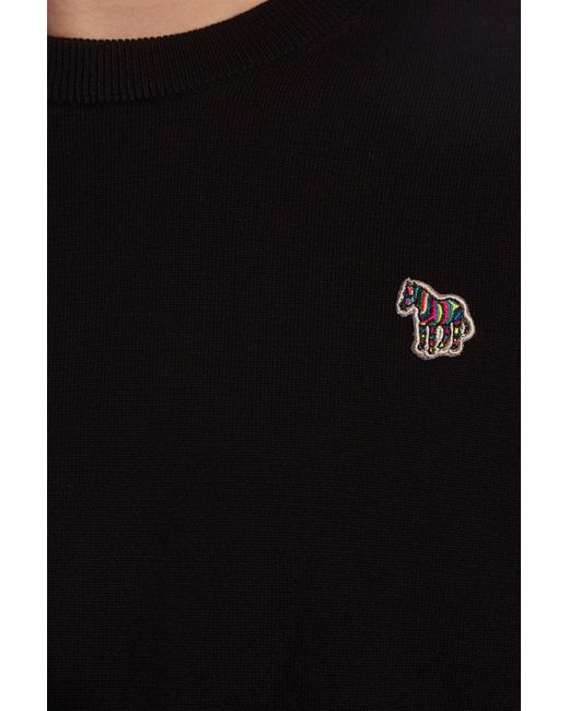 Paul Smith Black Zebra-Motif Cotton Jumper for men