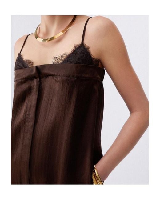 Liu Jo Brown Lace Trim Wide-Leg Jumpsuit