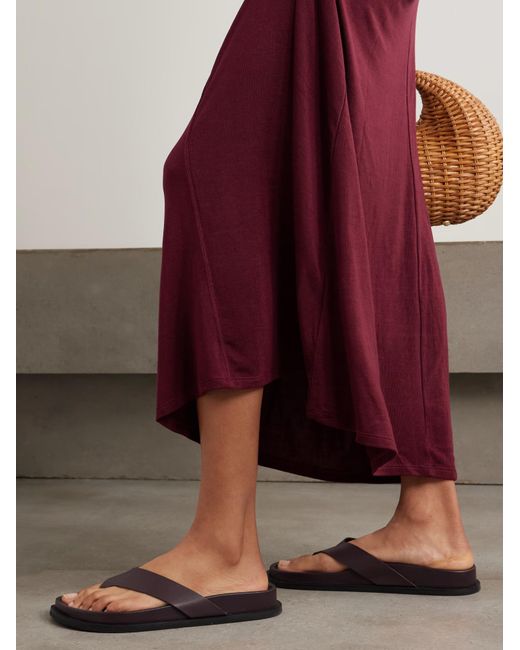 St. Agni Brown Leather Flip Flops